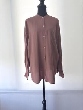 Vince Silk Blouse Mauve Button Front Long Sleeve Size M